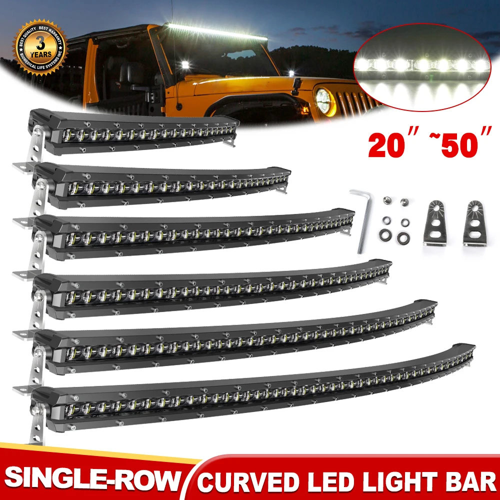 

HAOLIDE Single Row Ultra Slim Curved 12D LED Light Bar 20-50inch Spot Flood Combo Beams LED Strip Light Offroad Boat ATV 12V 24V