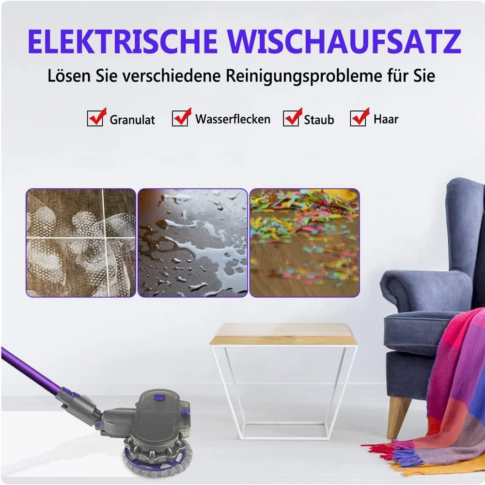 Acessório de esfregão para Dyson V7 V8 V10 V11 V15 Peças de reposição para aspirador de pó sem fio Cabeça de esfregão elétrico Acessórios de escova