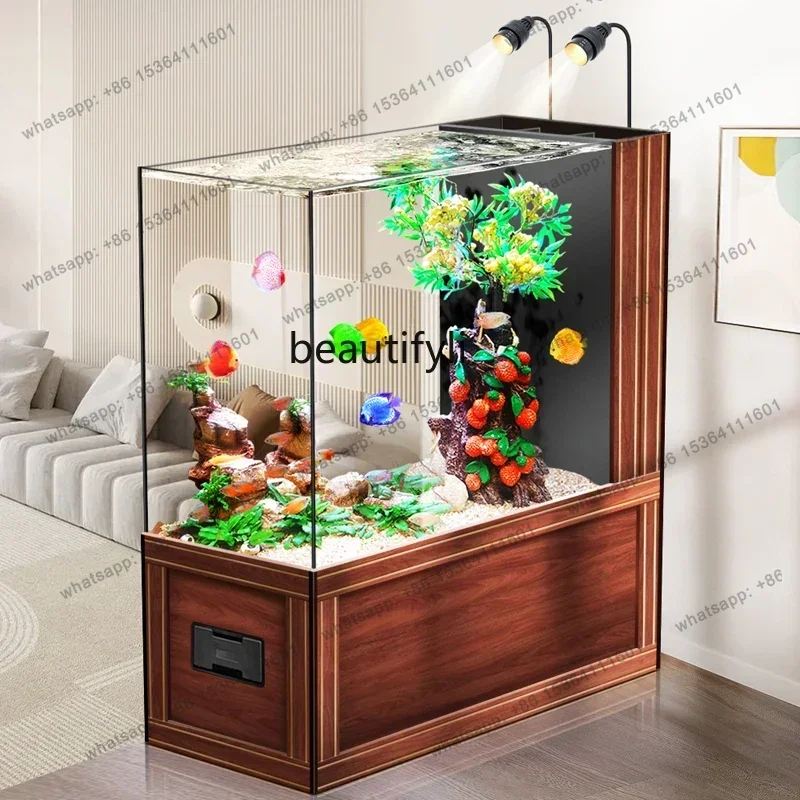 yj7 Floor-standing Fish Tank Living Room New Entryway Screen Partition European Style Large No-water-change Aquarium