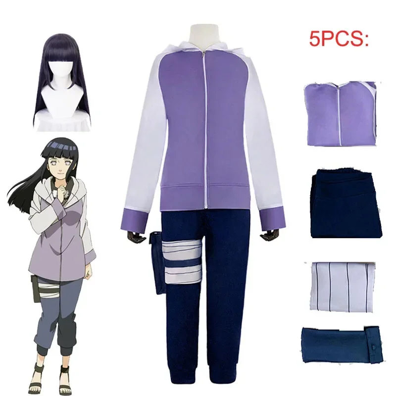 

Hinata Hyuga Cosplay Anime Costumes Girl Uniform Wig Suit Top Pants Leggings With Kunai Halloween Carnival Costume Wig For Woman