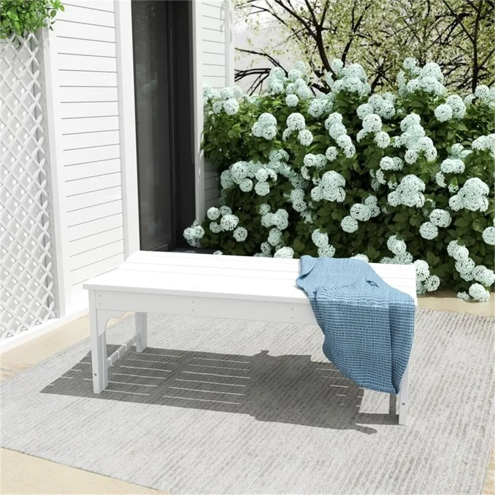 

Outdoor Benches Weatherproof, All Weather Resistant Park Bench Poly Lumber Backless Garden Bench Seat for Entryway Front Porch