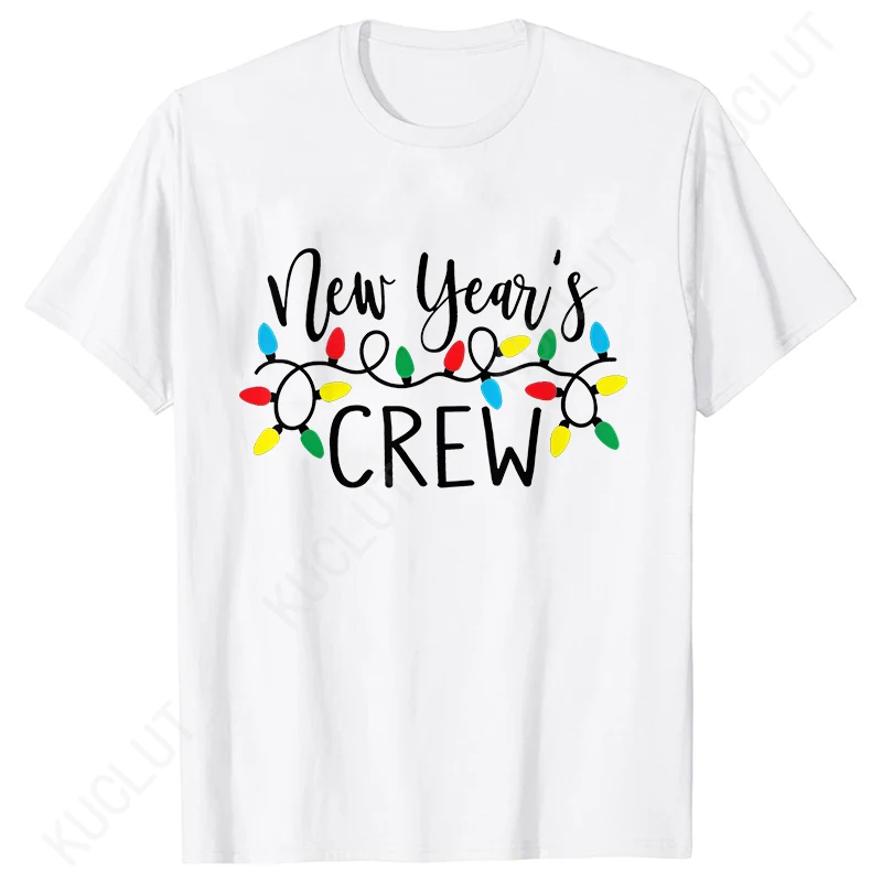 Hello 2025 T-shirty damskie z nadrukiem Moda Casual Ubrania z krótkim rękawem Śmieszne Nowy Rok Kobieta Topy Xmas Holiday Party Prezenty Tees