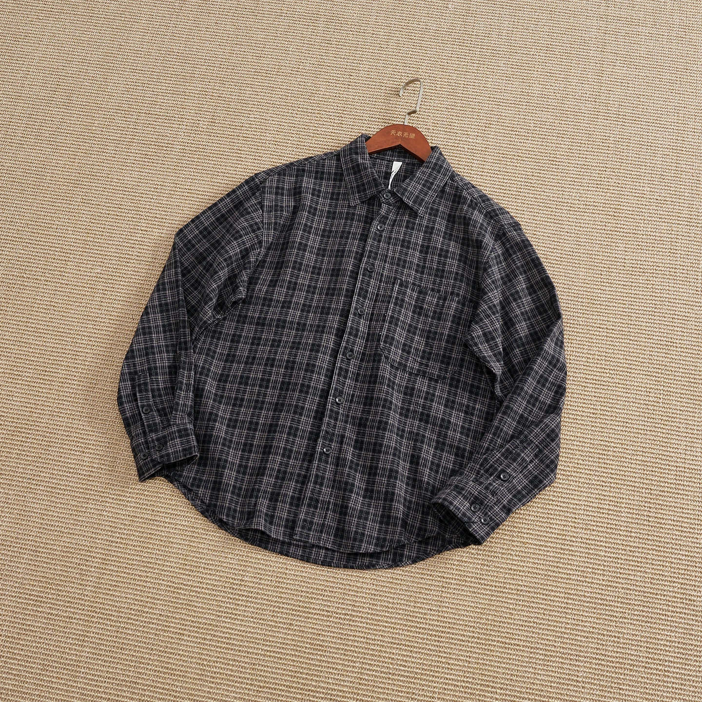Loose Fit Cotton Long Sleeve Shirt Men's Vintage Style Casual Collar Open Cardigan Plaid Pattern Skin Friendly Breathable