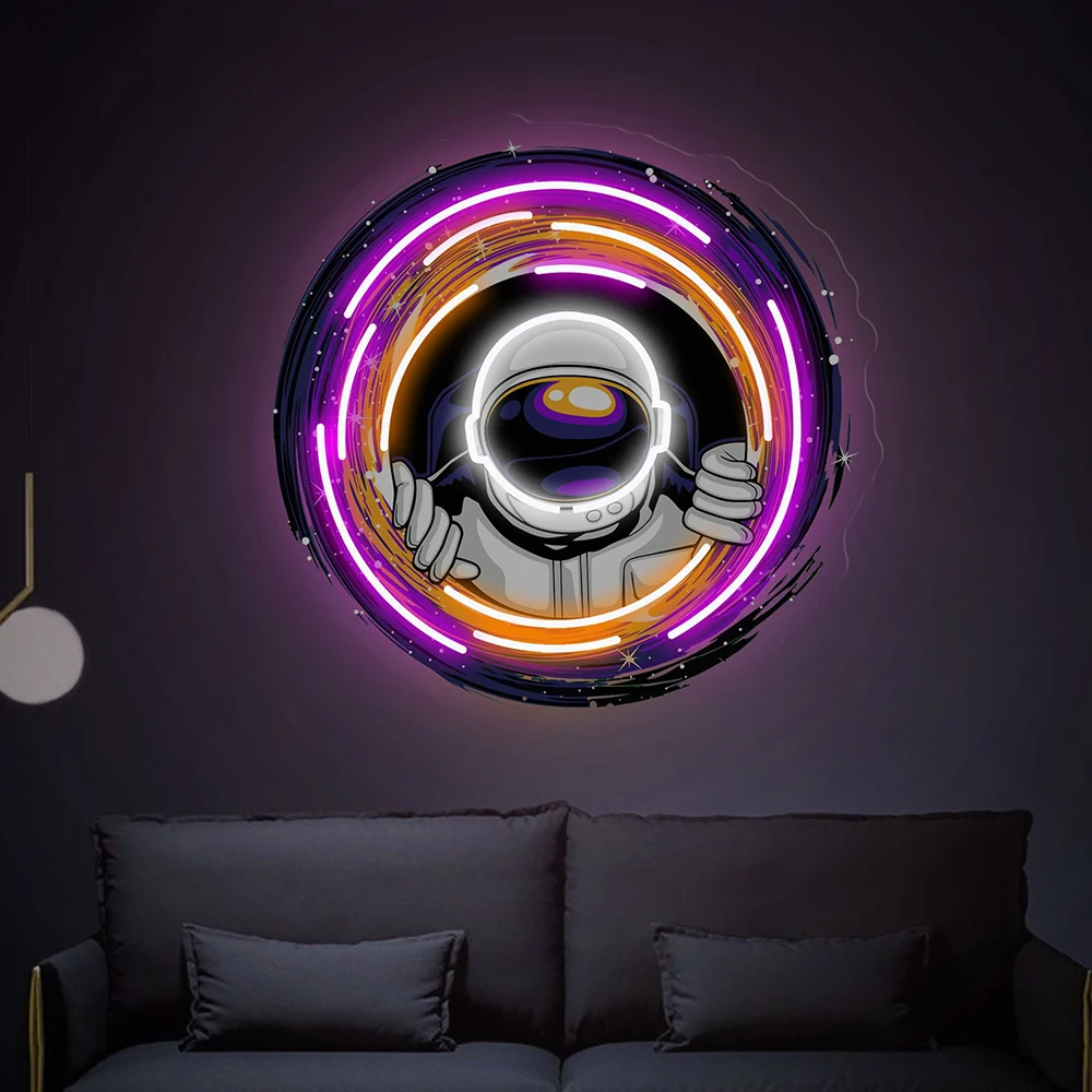 Astronaut neon teken kosmische zwart gat neonreclames voor woonkamer slaapkamer muur decor aangepaste neonlicht thuis bar wanddecoratie