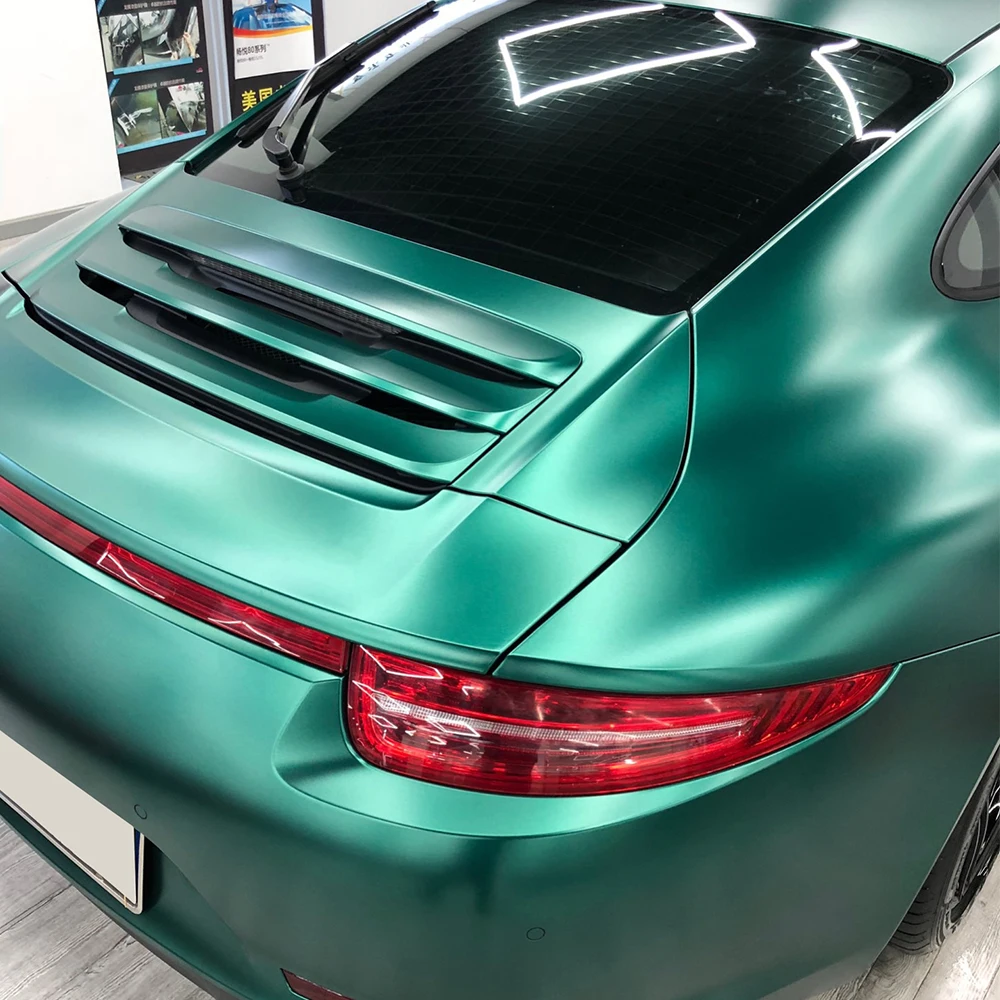 Premium Metallic Matte Emerald Green PET Wrap Vinyl Film Car Body DIY Decal Protective PVC Cover Sticker Auto Tuning Accessories