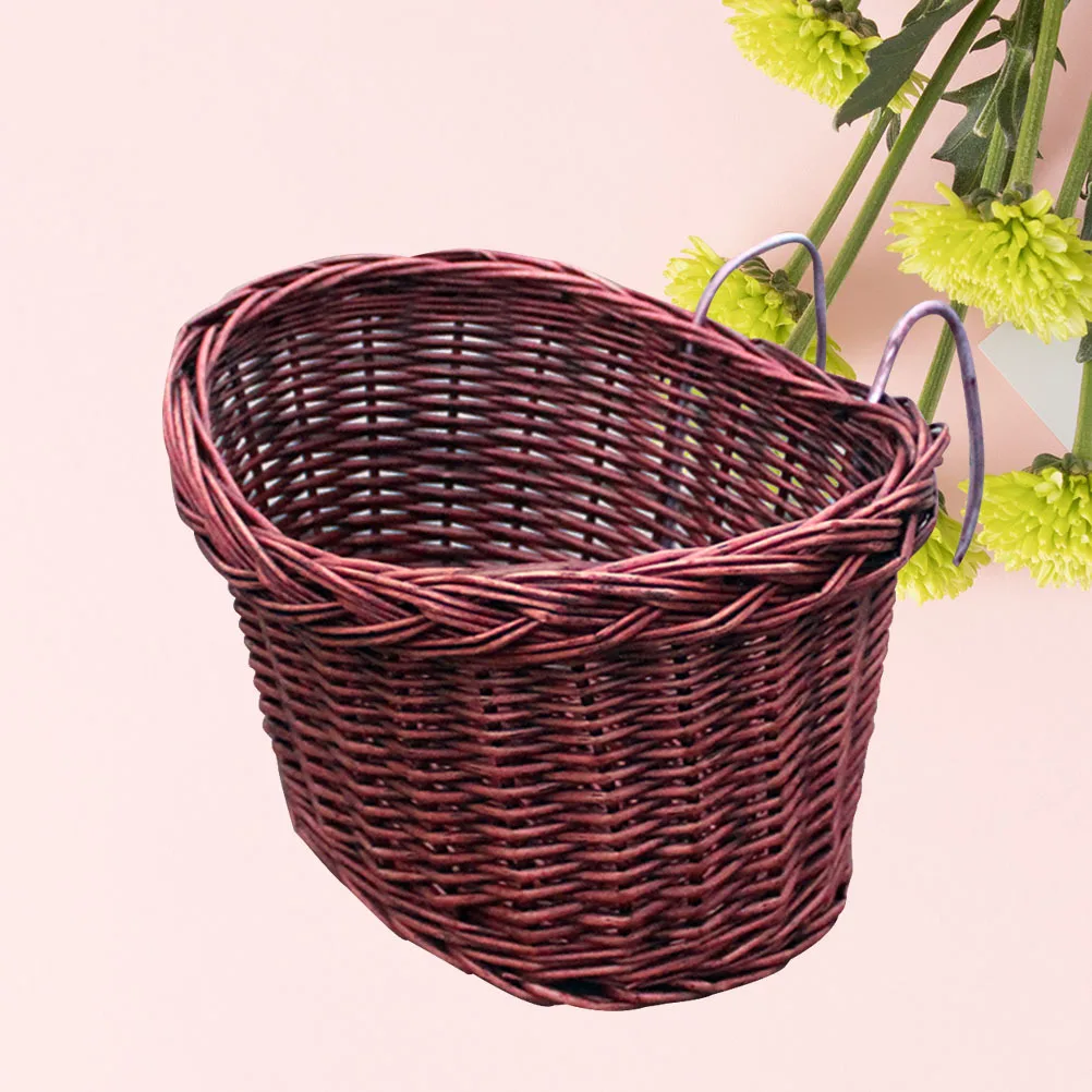 

Detachable Handmade Natural Willow Bike Basket Brown Front Handlebar Bicycle Storage Basket Heavy Duty Easy Install Outdoor