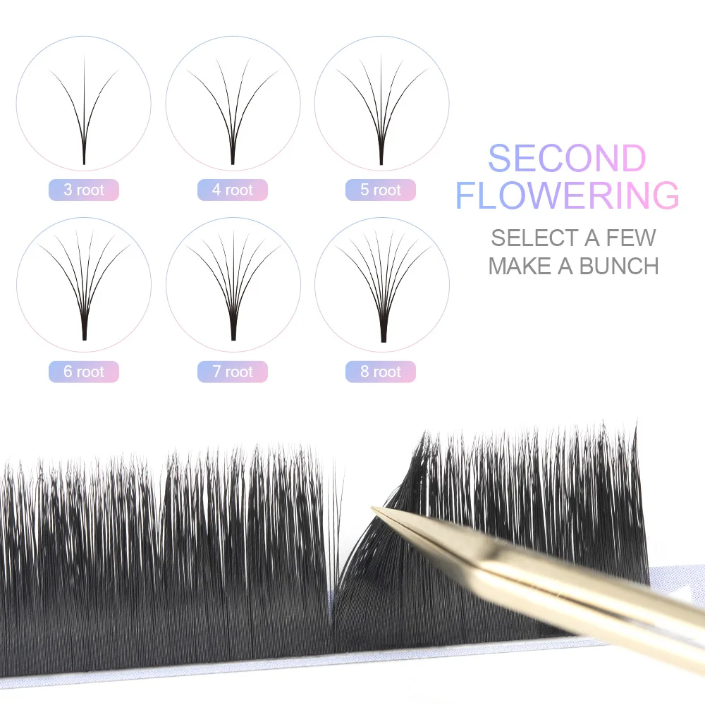 Easy fanning Fast Austomatic Fan Blooming Eyelash Extensions Faux Mink Individual Lashes 0.07mm Thick Extension Eyelashes