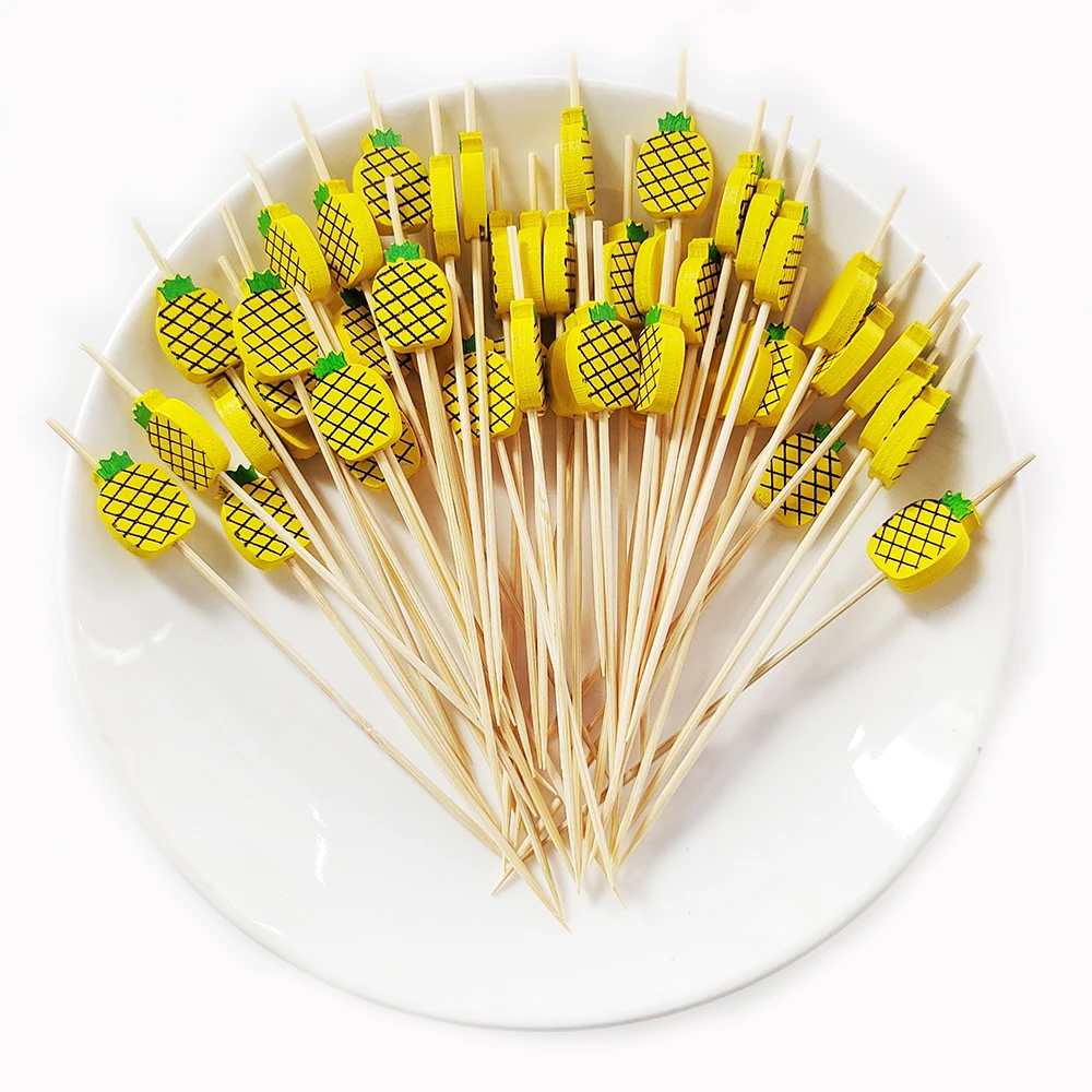 100/50 Stück Hawaii Party Cocktail Sticks Bambusspieße für Salat Dessert Einweggabeln Buffet Obst Geburtstagsfeier Hochzeit – Detail 11