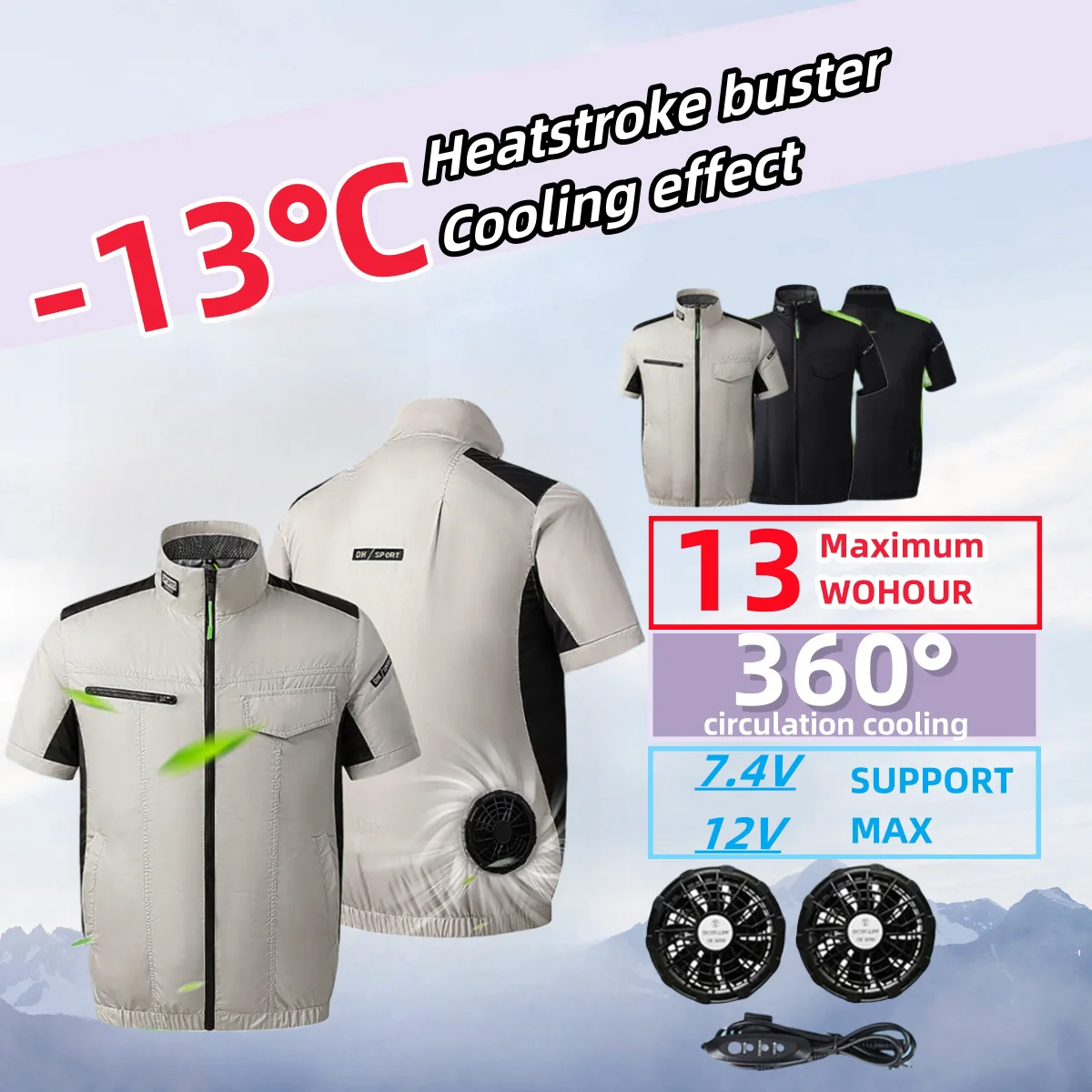 Gilet frais d'été, ventilateur de refroidissement Portable, vêtements de climatiseur, refroidissement USB, 13 heures pour le travail en plein air, la pêche, manches courtes