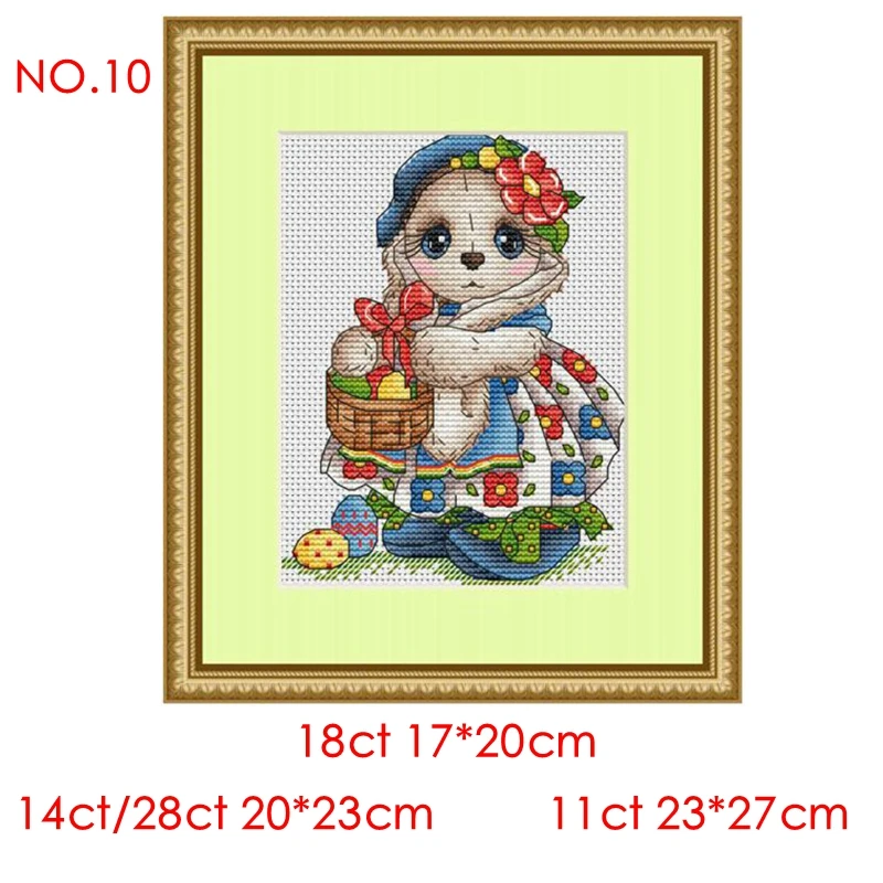 The cross-stitch set 28CT, 18CT, 14CT and 11CT can be selected as printed fabric handcrafted material pack saga Easter Bunny