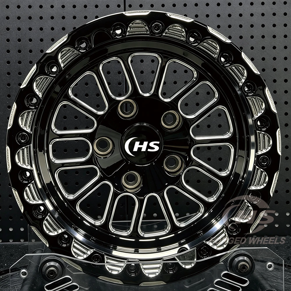 HS-HS505 Drag Racing Staggered Wheel Beadlock Custom Forged Wheels for  GT Challenger Charger Hellcat Redeye Demon Sedan