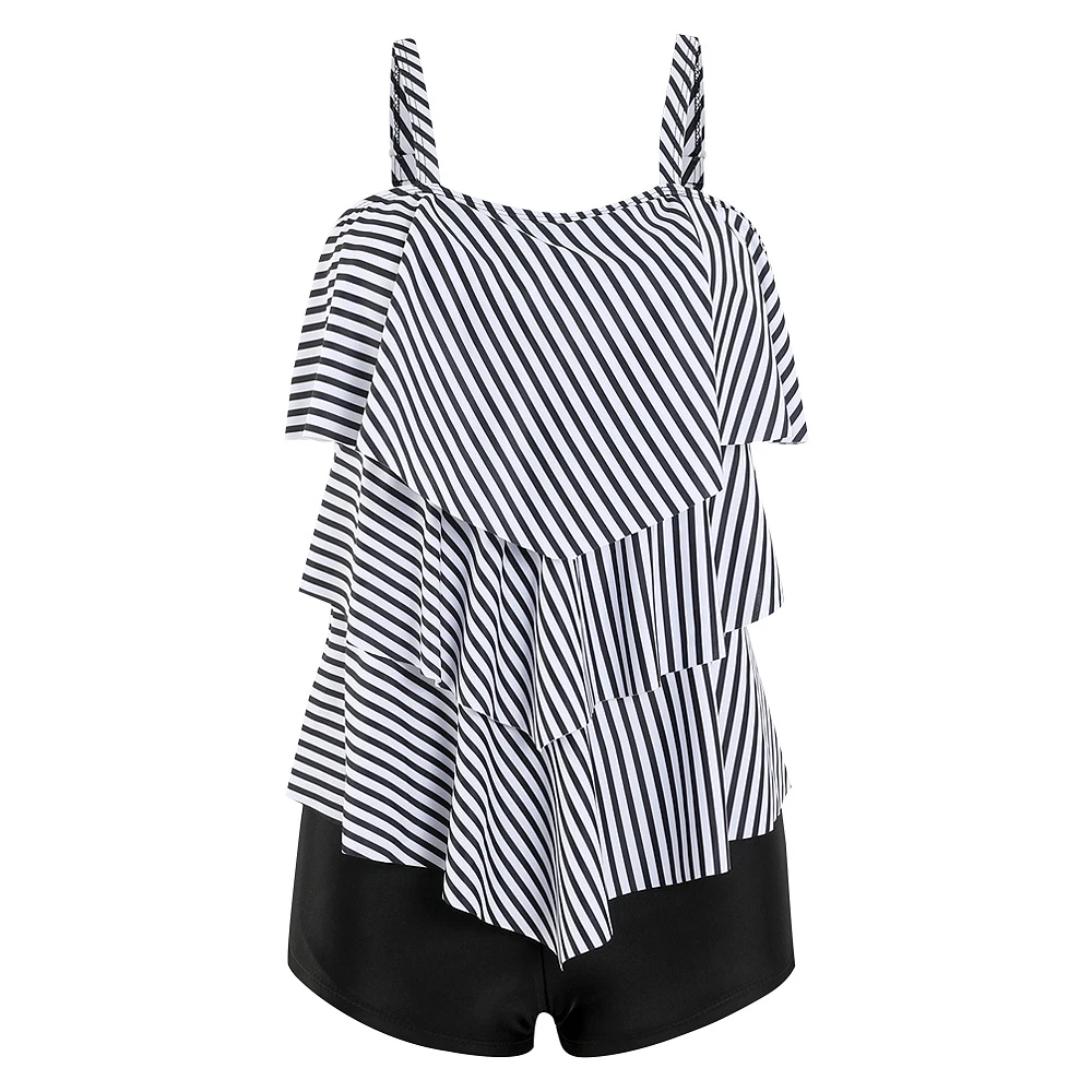 Sommer Basic Camisole Sport Tankini Flats Zweiteiliges Bikini Set Comfort Pool Damen Bedruckte Bademode S-6XL