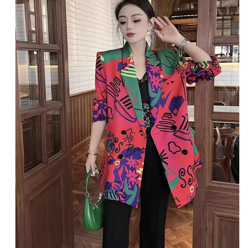 2024 Spring Female New Korean Niche Fried Street Slim Blazer Joker Royal Sister\'s Temperament Unique Design Sense Suit Jacket