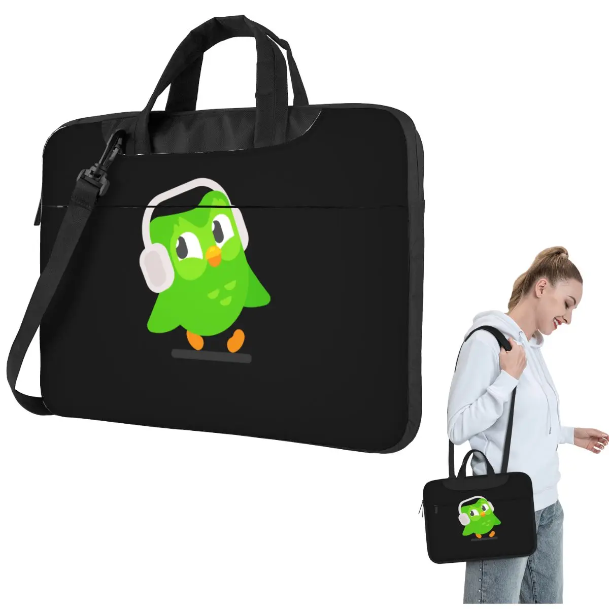Duolingo Owl Duo Crossbody Laptop Bag Case Computer Bag Resistant Protective Notebook Pouch for Lenovo