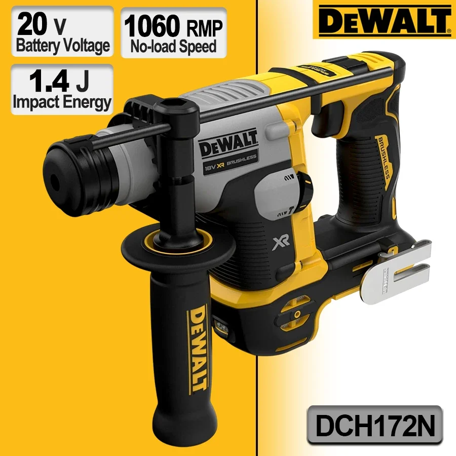 DeWalt DCH172N Cordless Rechargeable Electrical Hammer Drill 20V MAX Brushless Compact SDS Plus Rotary Hammer Bare Metal
