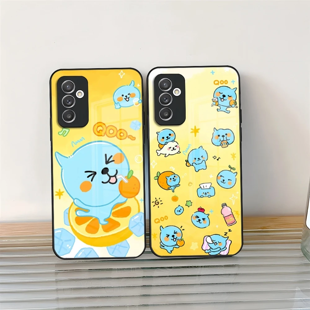 Qoo Cool Drinks Phone Case Glass for Samsung Galaxy S24 S21 S22 S20 S23 Ultra Fe Plus A34 A54 A24 A52 A53 M54 Cover