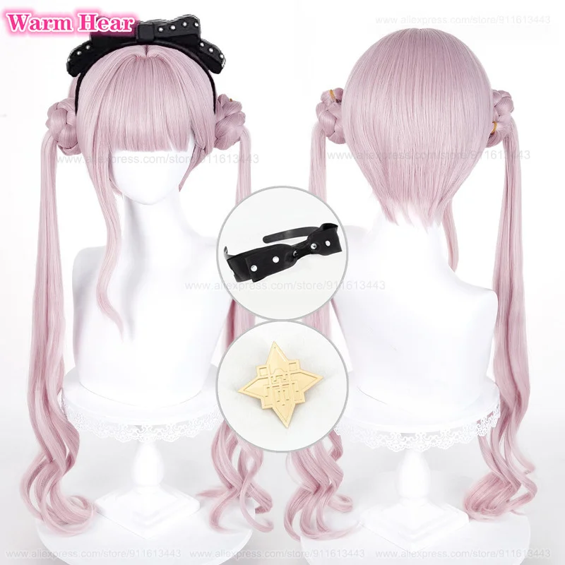 

Game Tsukumo Kako Synthetic Hair Long 70cm Pink Double Ponytail Cosplay Anime Wig Heat Resistant Hair Halloween Wigs + A Wig Cap