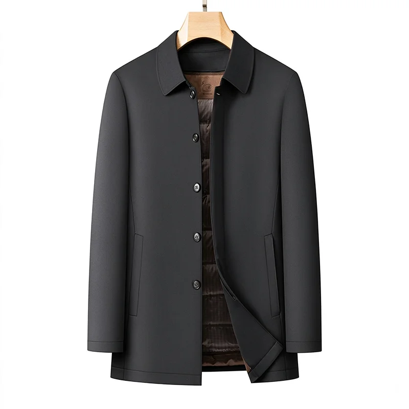High-Quality Fashionable Unisex Detachable Inner Stand Collar down Jacket Casual Dad Coat with White Duck Feather