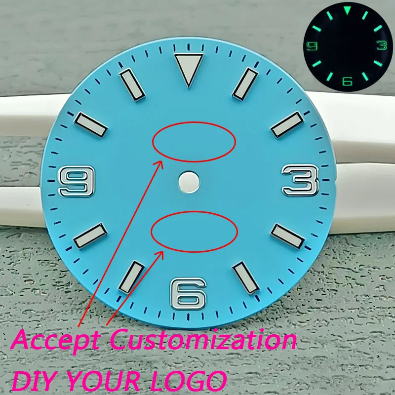 28.5Mm Nh35 Nh36 Horloge Wijzerplaat Wijzerplaat Wijzerplaat Accessoire C3 Super Lichtgevende Aangepaste Wijzerplaat Maatwerk Diy Logo Geen Datumvenster