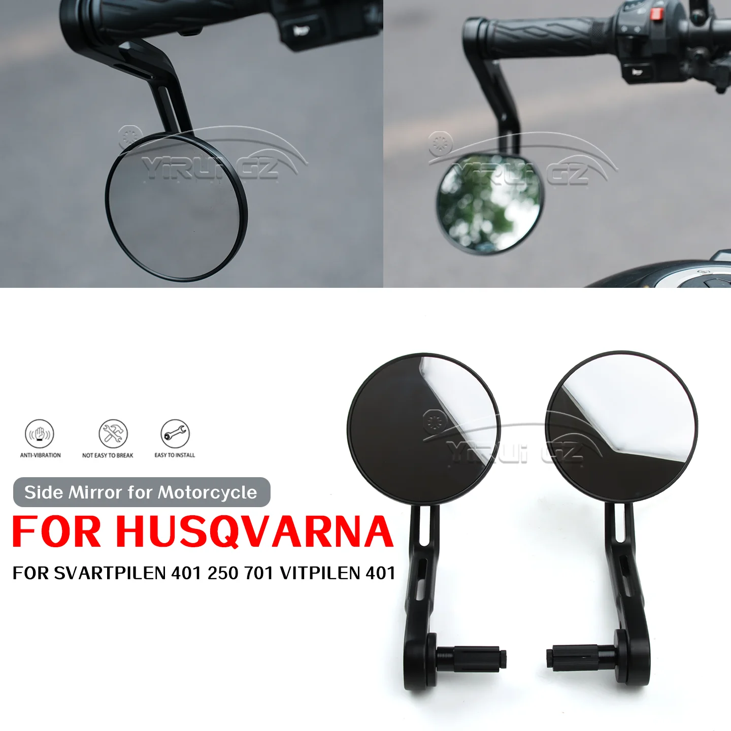 

FOR Husqvarna Motorcycle Rearview Handlebar Rearview Mirror Svartpilen 401 250 701 Vitpilen 401 401 Retro Handlebars Side Mirror