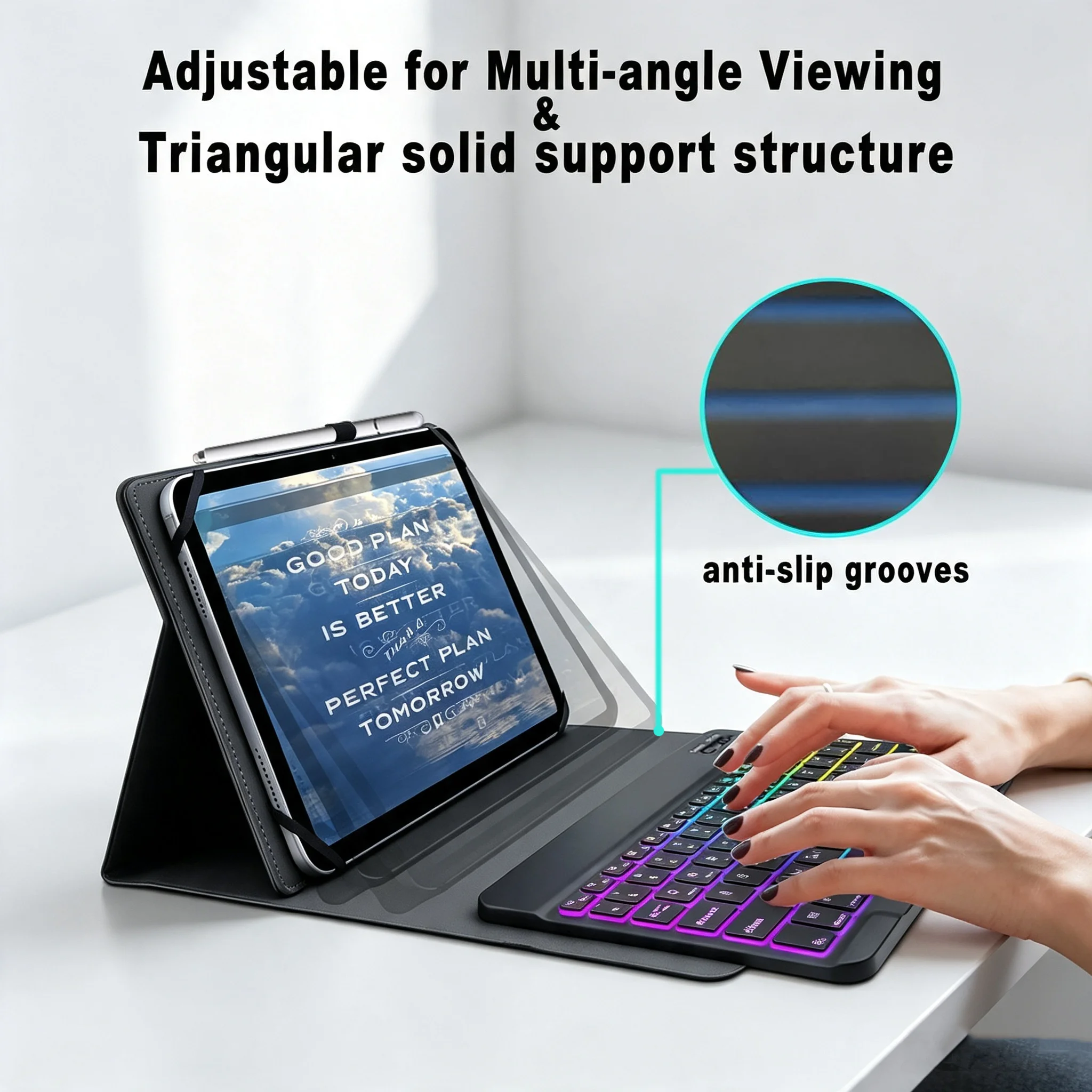 Case Keyboard for iPad 9.7-11inch 11th(A16) 10th Air 11inch 5th/4th iPad 10.2/10.5/9.7inch with Mouse Stylus Detachable Keyboard