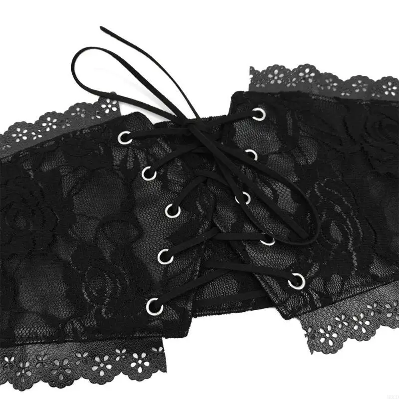 M6cd versatilesレースウエストベルトカジュアルスタイルウエストバンドハイストレッチブラックウエストバンド