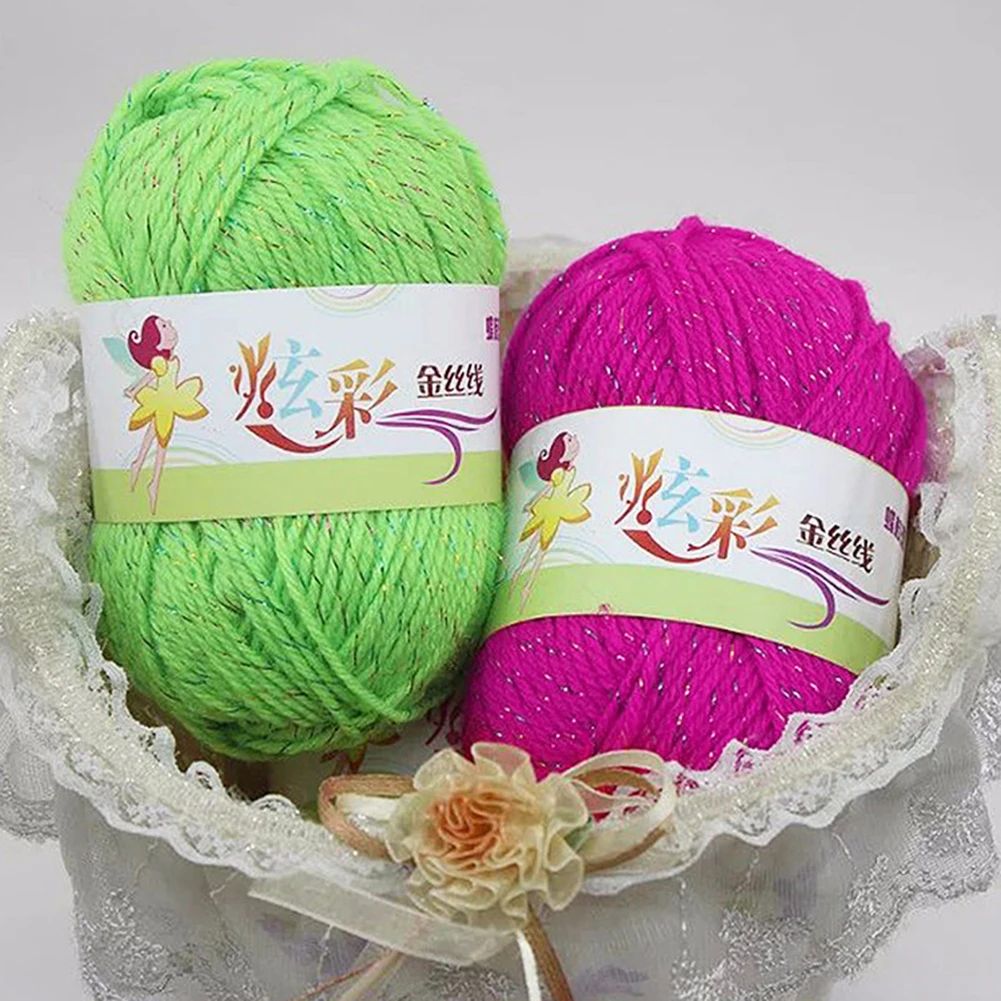 Colorful Crochet Thread for Hand Knitting, 4 Strands, Gold Thread, Acrylic Fibers, Hand Woolen Yarn, Hook Shoe Line, DIY Sewing