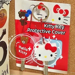 Kawaii Sanrio Hello Kitty Silicone Key Dustproof Protective Cover Cartoon Anime My Melody Portable Anti-lost Keychain Girls Gift