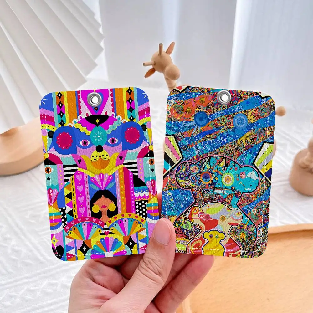 Lindo Porta Tarjetas Rectangular de Cuero PU Suave con Diseño de Oso T-TOUSes, Funda Protectora para Tarjetas de Elevador, Accesorio de Moda Juvenil