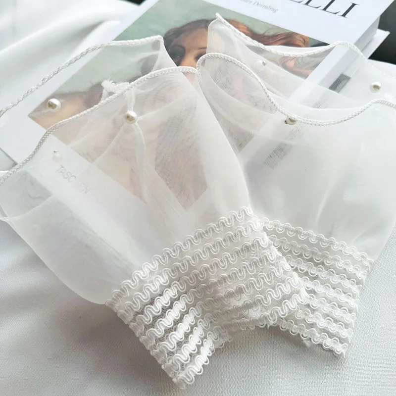 Fashion Lace Fake Sleeves DIY Detachable Cuffs Elastic Wild Wrist Pleated Lolita Style Fake Sleeves Cuff Extension