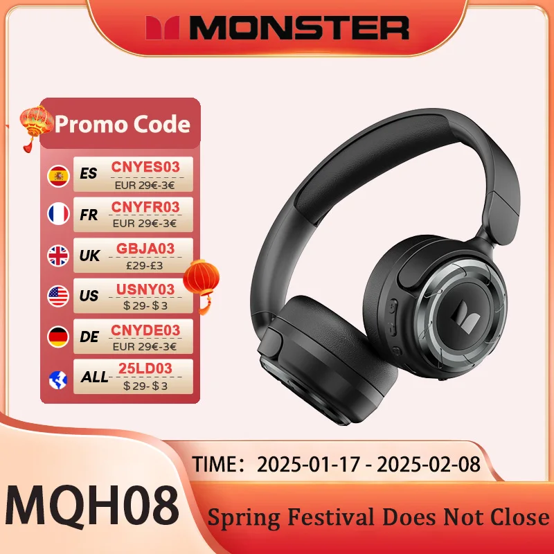 Choice Monster MQH08 OWS Headband Bluetooth V5.4 Headset HIFI Stereo Gaming Music Headset Waterproof Sports Earbuds