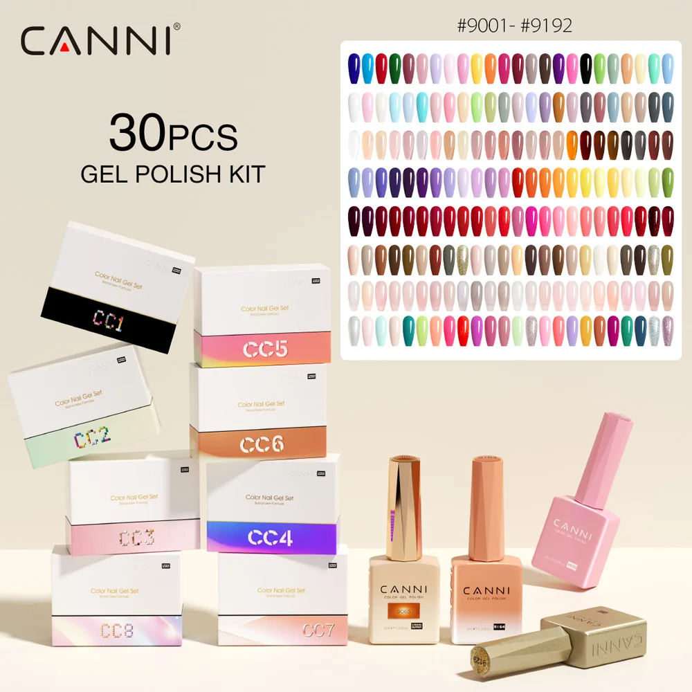 

CANNI HEMA TPO Free 30PCS 9ml Gel Polish Set Soak Off UV LED Nail Varnish Kit, Long Lasting Manicure Gel for Nail Art Salon DIY