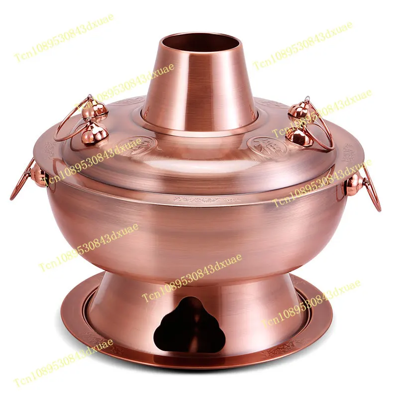 Deluxe Chinese Style Stainless Steel Charcoal Hot Pot 28/32/34/36 Cooking Copper Thai Shabu Pot
