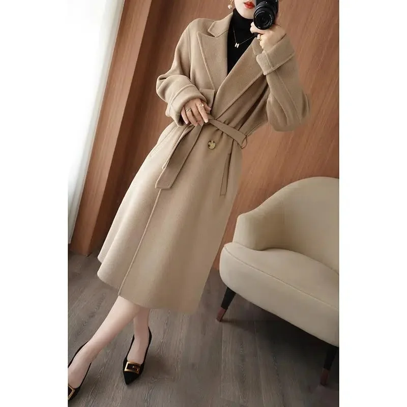 Elegantní dámský vlněný kabát Plus Size, střední délky, zesílený, podzim/zima, nový styl, vysoce kvalitní dámská bunda v korejském stylu... - náhled 5