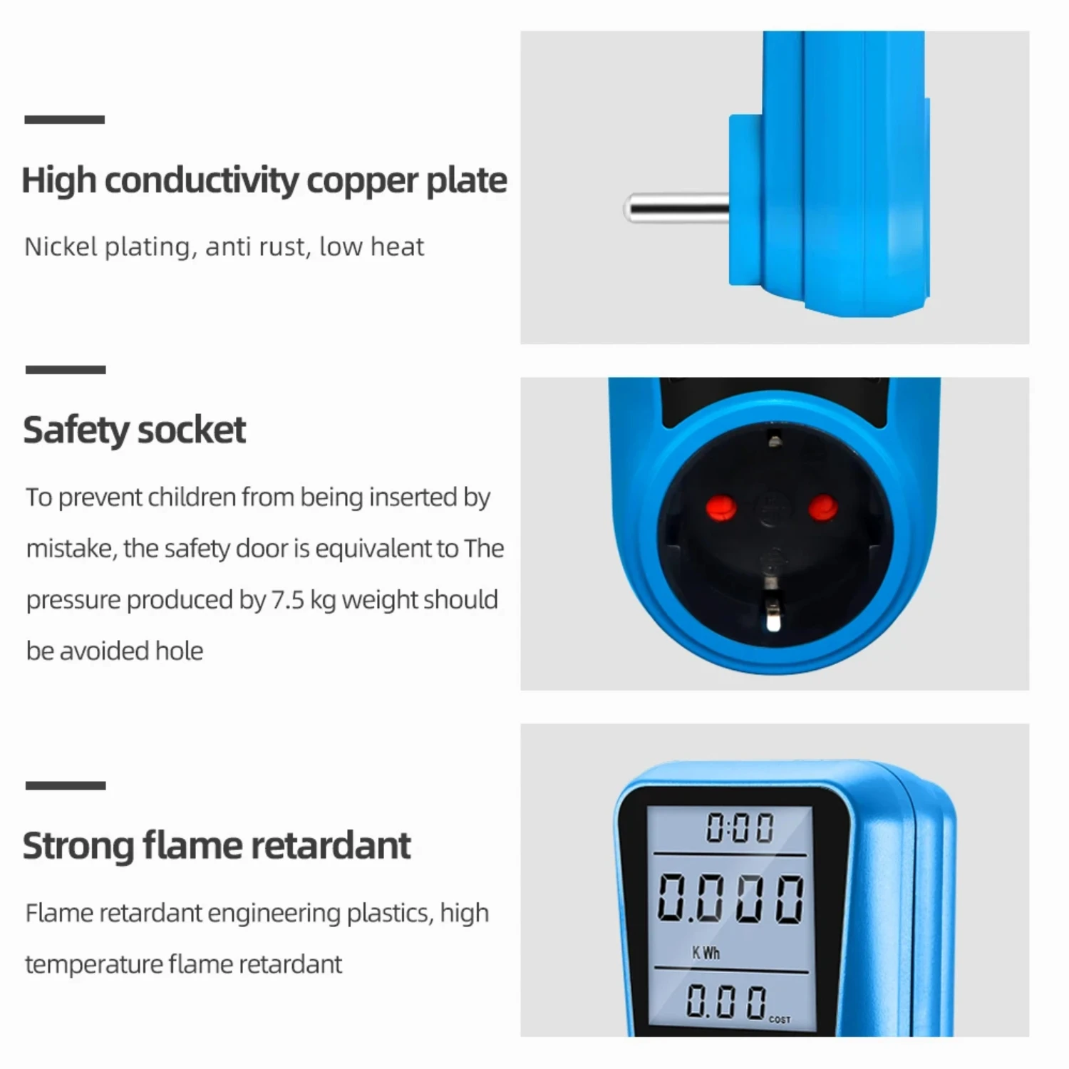 Highly Accurate EU Plug Digital Wattmeter for Monitoring Power Consumption in Electrical Devices at 110V/220V, Efficient Wattage