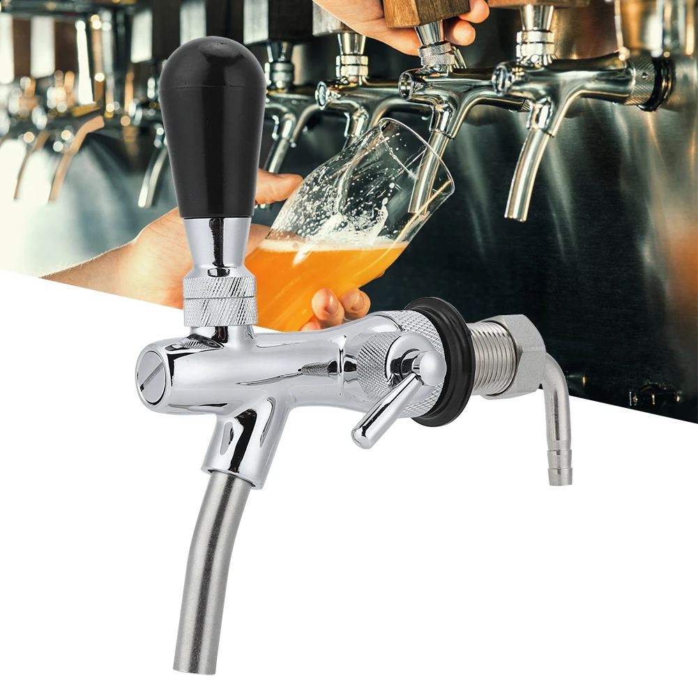 G5/8in Thread Beer Faucet Adjustable Stainless Steel Beer Outlet Faucet Tap Beer Keg Accessories