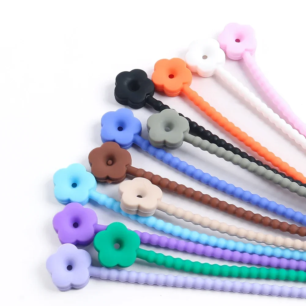 

5Pcs Flower Star Shaped Colored Silicone Tie Cute DIY Keychain Pendants For Earphone Charge Cable Line Tie Strap Organizerr