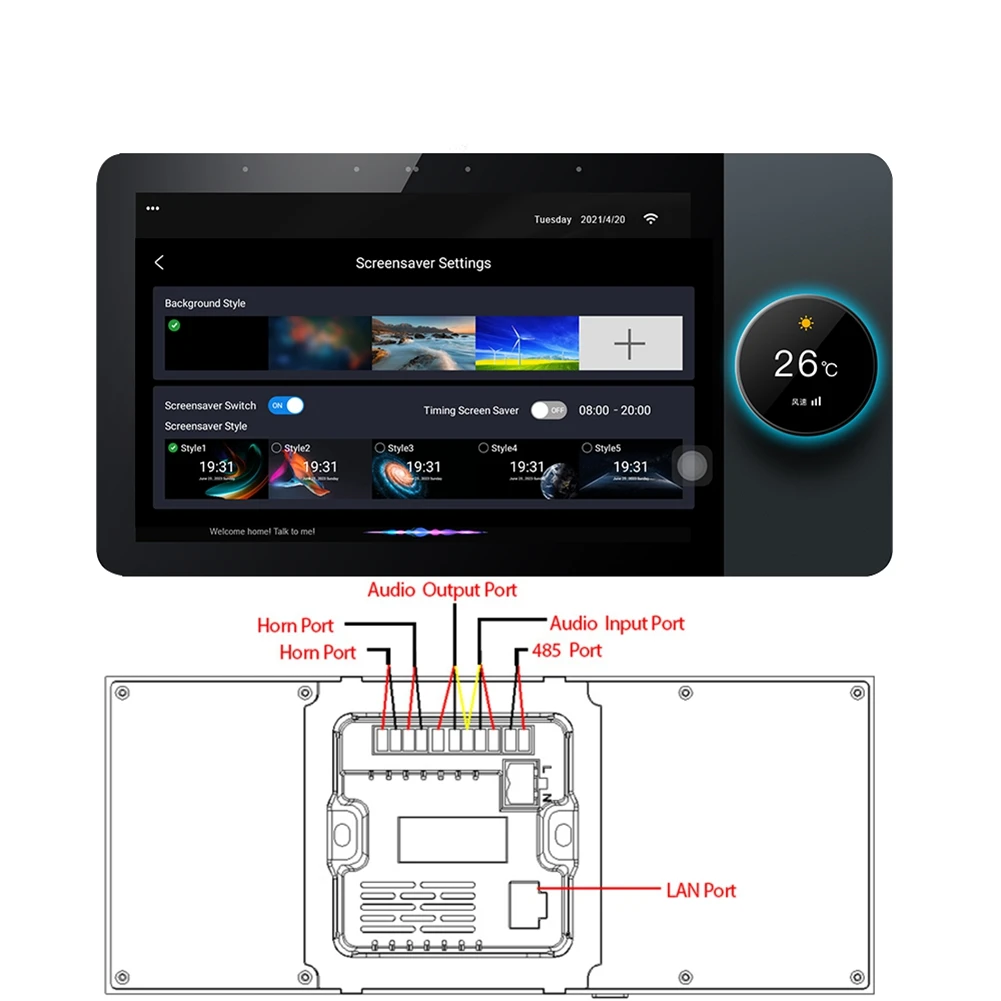 ABFS 6 Inches Tuya Smart Home Multi-Functional Central Control Panel Zigbee Gateway Switch Controller