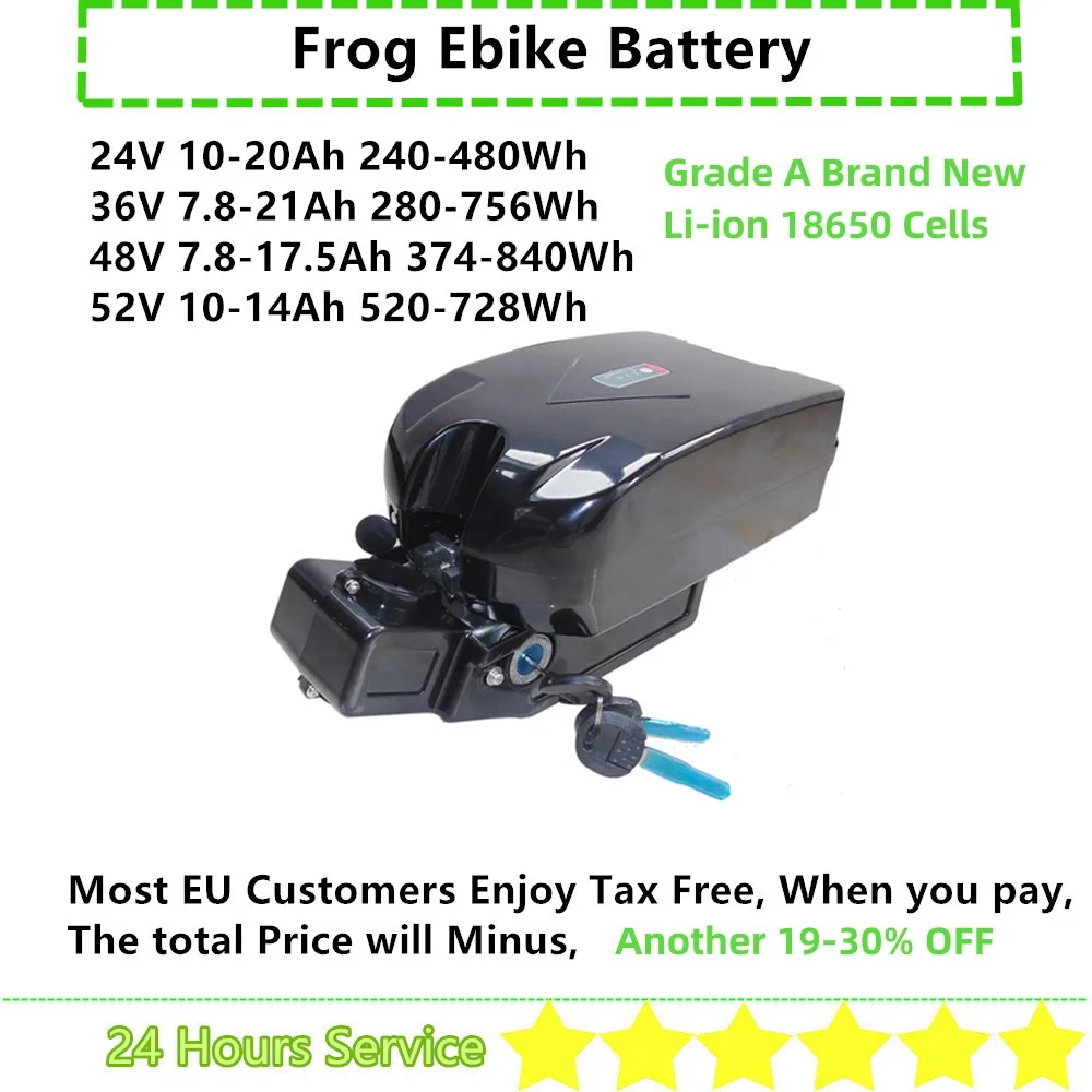 

Frog Seat Post Ebike Battery 24V 10Ah 36V 10Ah 13Ah 15Ah 20Ah 48V 10Ah 15Ah 52V 12Ah 14Ah Mountain Bike Folding Bike Battery