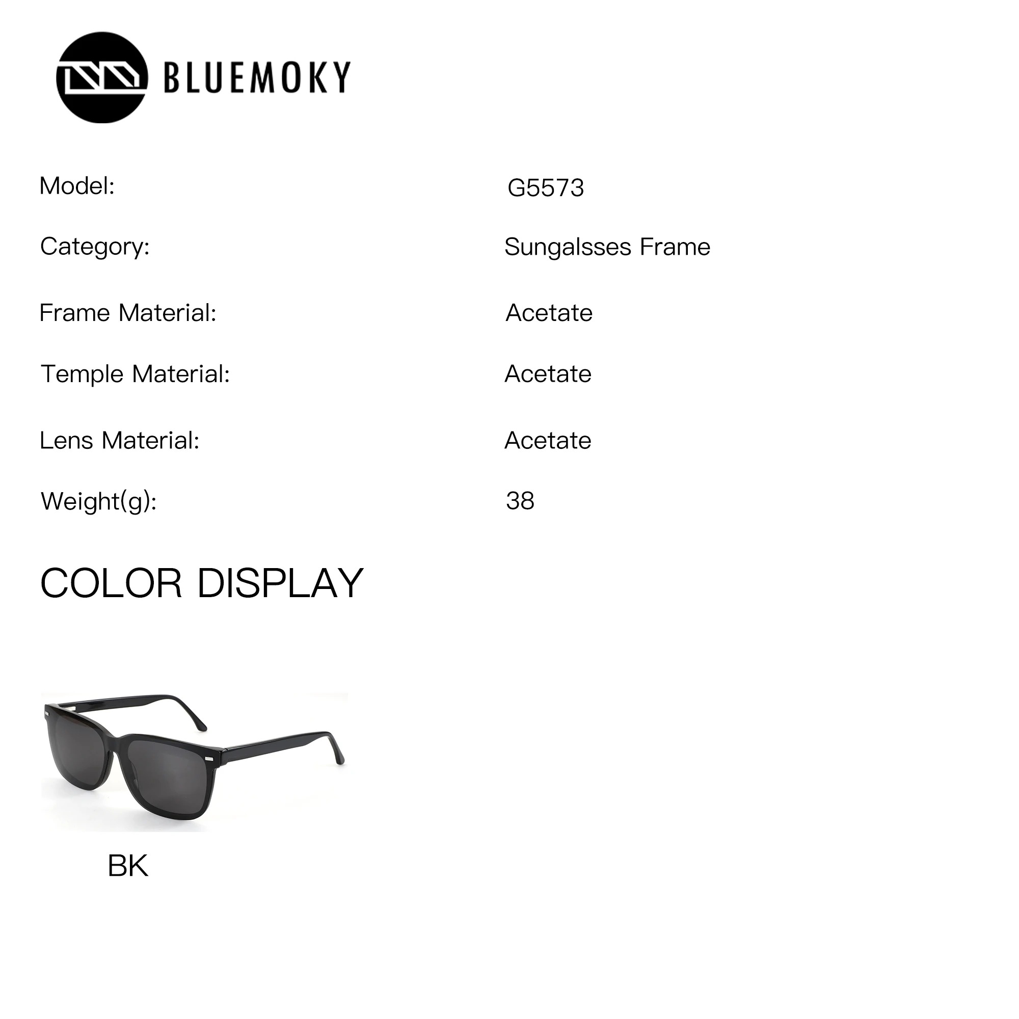 BLUEMOKY XXL Size Rectangle Polarized Clip On Prescription Glasses Hyperopia For Men Acetate Anti Blue Light Optical Eyewear