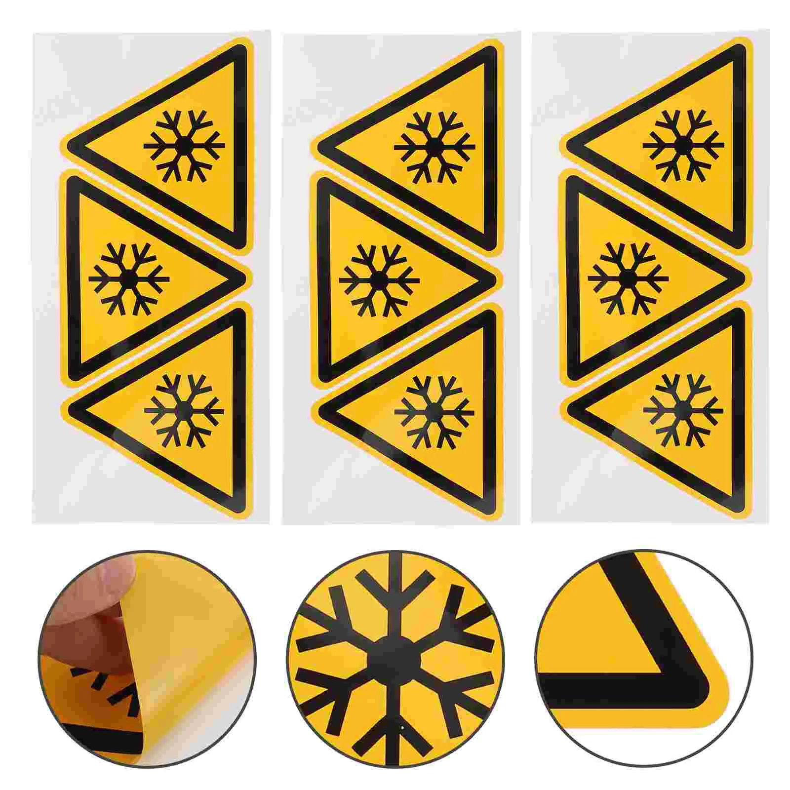 

3 Pcs Warning Stickers Low Temperature Caution Decal Snowflakes Label Logo Labels Applique