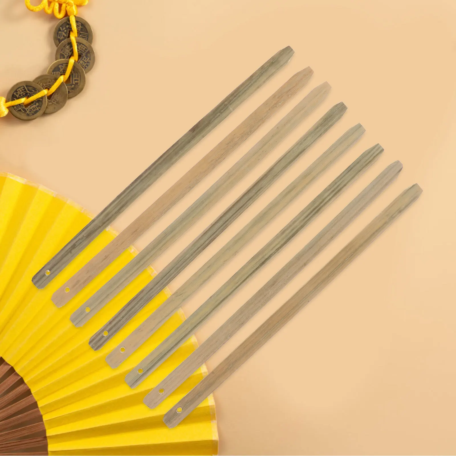8Pcs DIY Bamboo Fan Grip Handles Smooth Finish Ergonomic Comfortable Craft Material for Handheld Fan Making Party Bride Fans