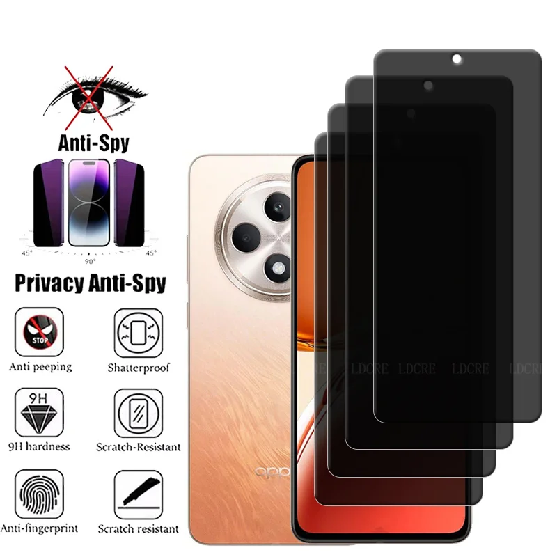 4Pcs For Reno 12FS Glass For OPPO Reno 12FS Reno12 FS 5G Screen Protector 9H HD Privacy Anti-Spy For Tempered Glass Reno 12FS 5G