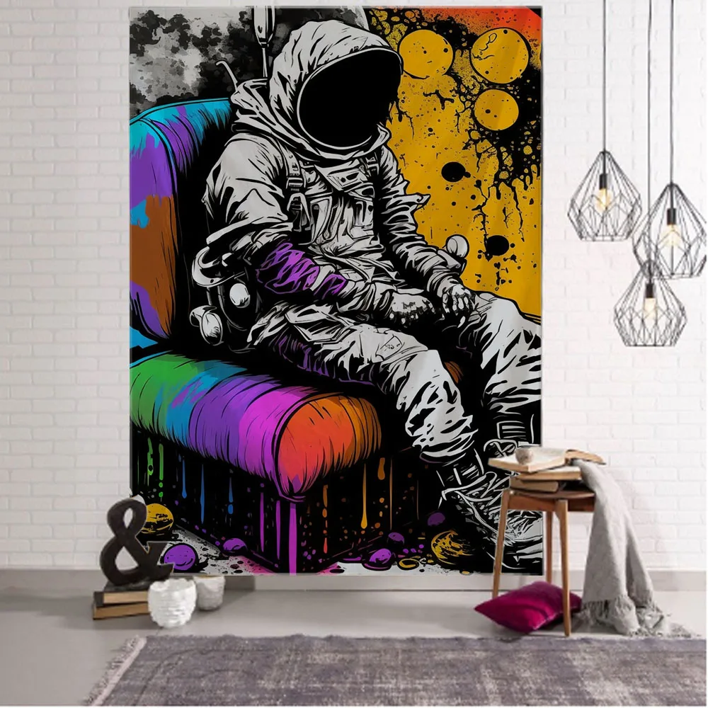 

Starry astronaut tapestry wall hanging abstract cartoon psychedelic hippie Tapiz Bohemian home wall decoration background cloth