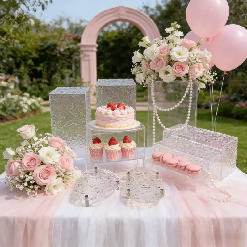

Buffet Tray Acrylic Dessert Stand Wedding Banquet Cake Fruit Sushi Tea Break Party Table DecorEvent Food Display Supply 11Pcs