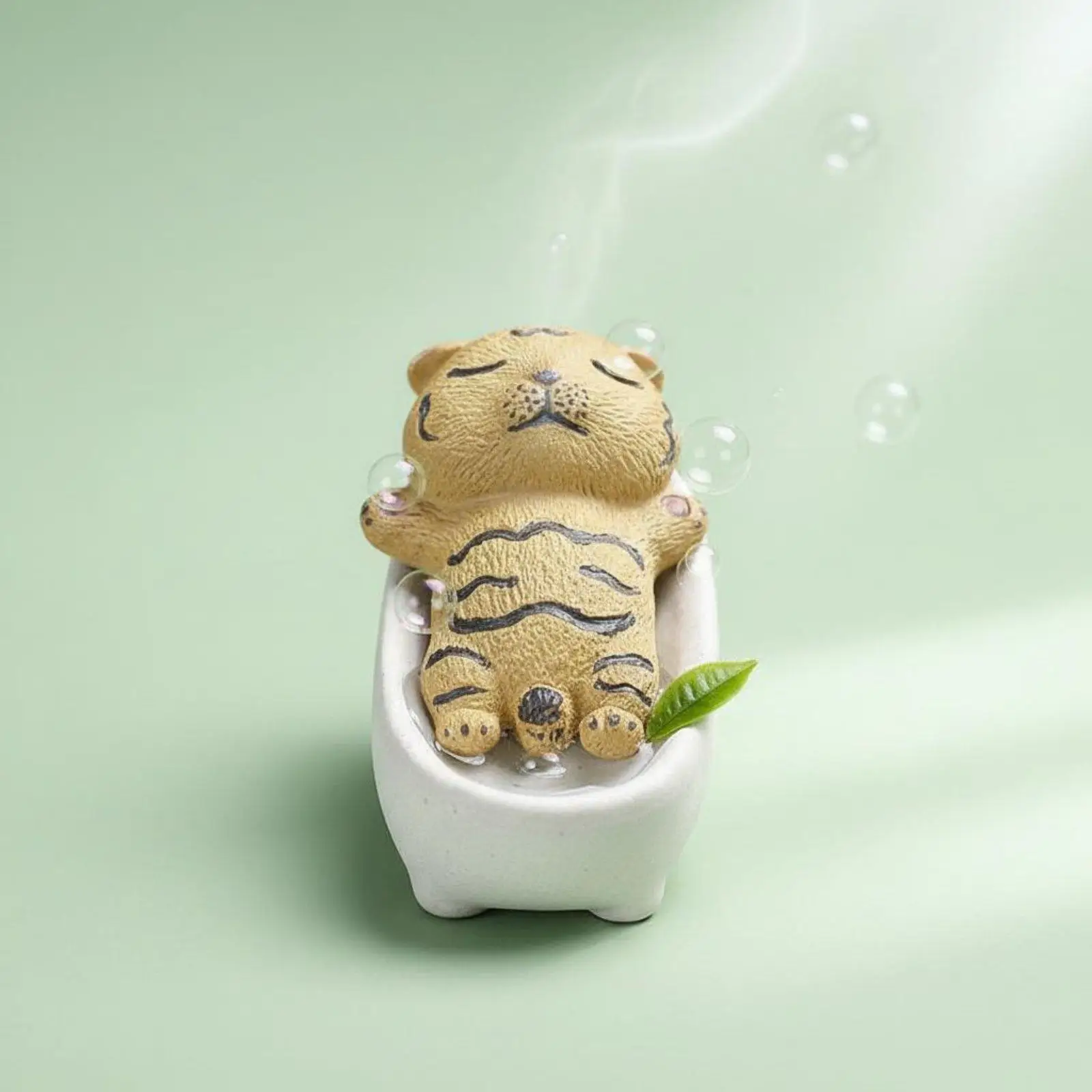 Animal Bathtub Figurine Soothing Mini Bathtub Pet Statue Adorable Cute Animal Desk Decoration for Tea Table, Office