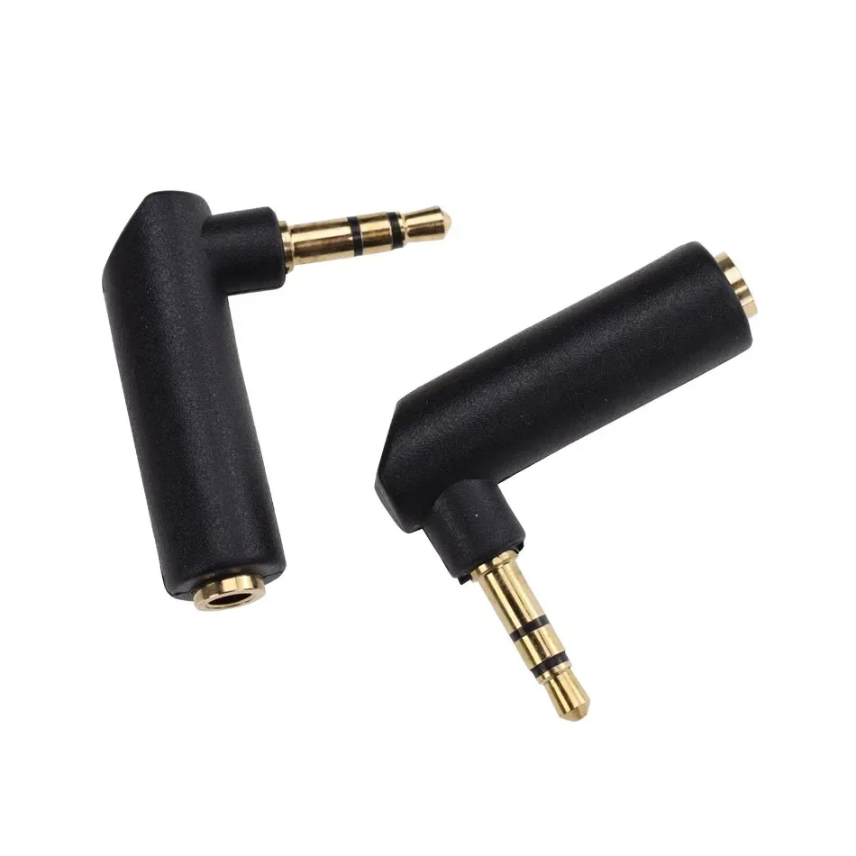 100pcs 90 Degree 3.5mm Male To Female Adapter L Shaped Elbow Converter Audio Headphone Jack Stereo Plug Connector