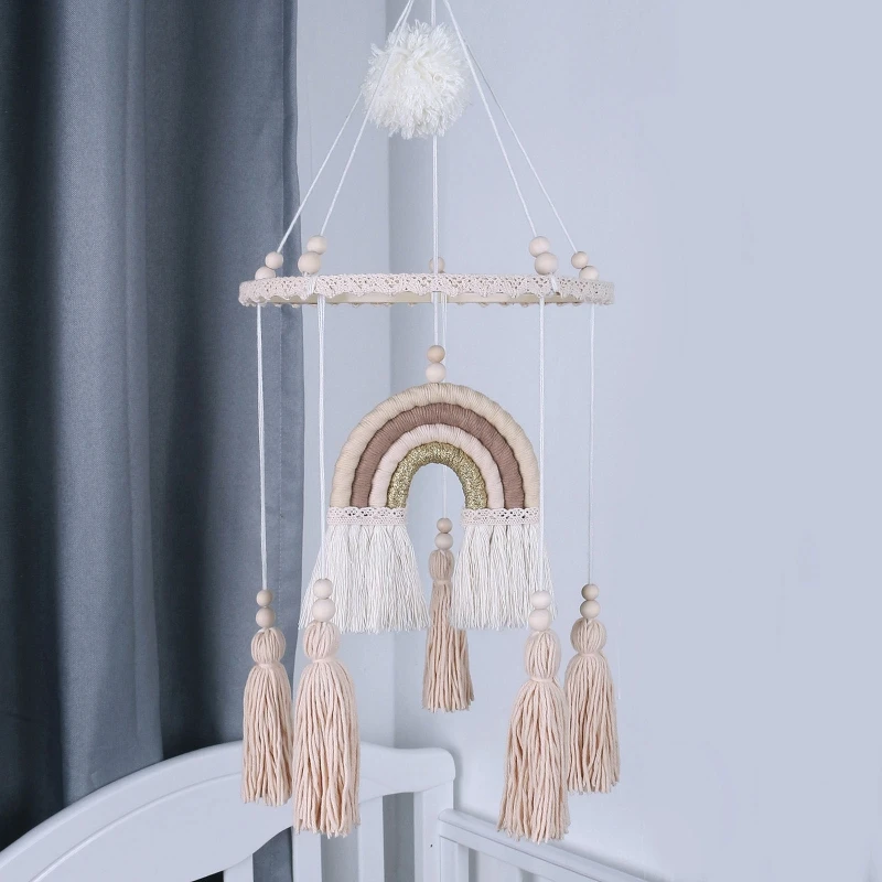 Bébé Berceau Mobile Hochet Jouets À La Main Boho Arc-En-Ciel Étoile Tapisserie Lit Cloche Carillon Hochets Nouveau-Né Enfants Bébé Chambre Décor