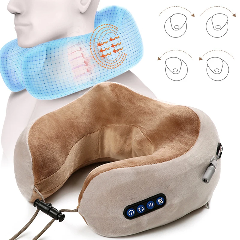 Multifunctional Electric Neck Massager U Shaped Pillow Portable Shoulder Cervical Massager Travel Home Car Relax Massage Pillow