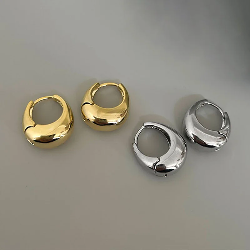 FTCY Classic Gold Color Metal Hoop Earrings For Women Simple Girls Daily Wear Stud Earrings Women\'s Jewelry Gifts